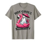 Hot Ghoul Summer Funny Ghost Flamingo Summer Vacation T-Shirt