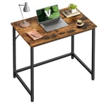 VASAGLE Bureau, Table, Poste de Travail, pour Bureau, Chambre, 50 x 80 x 76 cm, Style Industriel, Cadre en Métal, Marron Rustique et Noir d'encre LWD038B01