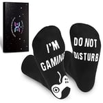 Do Not Disturb I'M Gaming Socks, Men Gifts Ideas Valentines Day Kids Valentine Boy Gamer Sock Gift for Mens Dad Father, Black, Medium