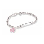 ID-armbånd i sølv - Rosa blomst - 902501