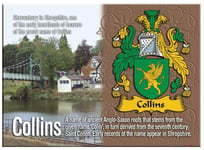 Collins English Family Surname Souvenir Metallic Picture Fridge Magnet