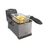 Quest 35140 3 Litre Stainless Steel Deep Fat Fryer / 130-190°C Adjustable Temperature / Lid Cover / Easy Clean Removable Oil Container / 2000W / Ideal For Fried Chicken, Chips & More