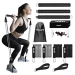 WeluvFit Kit de Barre de Pilates avec Bandes de résistance, équipement de Fitness Portable pour Homme et Femme, entraînement de Gym à Domicile, 3 Sections pour Squat, Yoga, Pilates pour façonner Tout