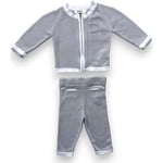 Ensembles enfant Dior  Ensemble gilet et pantalon gris liserés blancs - 9 mois