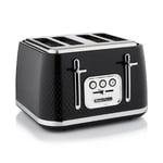 Swan ST19025BLK Elegance 4 Slice Toaster 2100W Defrost & Reheat Function Black