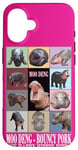 Coque pour iPhone 16 Porc rebondissant Moo Deng amusant et mignon pour bébé hippopotame thaïlandais