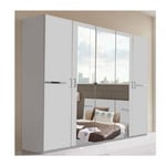 Armoire 5 portes 3 miroirs CARAMELLA 225 cm blanc