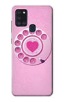 Pink Retro Rotary Phone Case Cover For Samsung Galaxy A21s