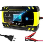 Chargeur de Batterie Intelligent 12V-24V 8A pour Voiture Moto Camion, AGM, Gel, Wet, SLA