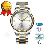 INN® Watch Sovrum Gold Steel Band Mode Herrklocka Dubbelkalender Quartz Watch Casual Watch Icke-mekanisk klocka