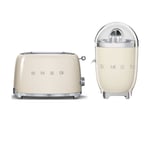 Pack SMEG Grille-Pain Toaster 2 Fentes 950W + Presse Agrumes 70W Crème