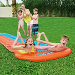 Bestway - Double Piste De Glisse - Jeu d'eau - 52328 - Orange - Plastique - 4,88 m x 1,38 m - Jouet Enfant - Jeu de Plein Air - Ventriglisse - Tapis Glissant - À Partir de 5 Ans