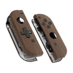 eXtremeRate Coque de Remplacement avec Bouton pour Nintendo Switch Joycon (Version D-Pad), Coque avec Motif Bouton Customisé pour Nintendo Switch & Switch Modèle OLED Joycon, Grain de Bois