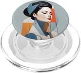 Art géométrique de femme moderne - Silhouette abstraite PopSockets PopGrip pour MagSafe