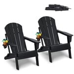 VEVOR Lot de 2 Chaise Adirondack Plastique Pliant Jardin Toutes Saisons Noir