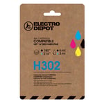 Cartouche D'encre Electro Depot Compatible Hp H302 Noir Et Couleurs