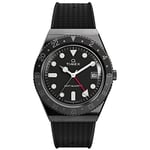 Timex Q Montre pour hommes, 38 mm, bracelet noir synthétique en deux pièces, cadran noir, boîtier gris acier TW2V38200