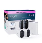 Arlo Ultra 2 4K + SmartHub, Caméra de Surveillance WiFi Extérieure Sans Fil, Autonomie de 6 mois, Vision Nocturne en Couleur, emplacement carte Micro SD, Essai Arlo Secure inclus, 2 Caméras Blanc