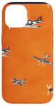 Coque pour iPhone 14 Drapeau américain minimaliste orange tropical P-51 Mustang de la Seconde Guerre mondiale