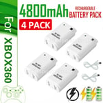 4x Battery Pack for XBox 360 Controller Rechargeable 4800mAh w/ Charger Cable UK