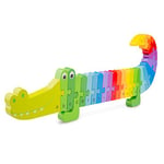 New Classic Toys 10532 Crocodile Puzzle Educational Wooden Toys for 3 Year Old Boy and Girl Toddlers Learn The Alphabet, Multi Color