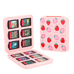 FANPL Étui de jeu pour Nintendo Switch/OLED/Lite, 12 cartes de jeu et 12 emplacements pour cartes Micro SD - Étui de rangement portable pour commutateur - Rose fraise
