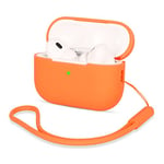 AOTUAO Coque Compatible avec Airpods Pro 2, Housse Étui Protection en Silicone AirPods Pro 2 Case Cover pour AirPods Pro 2ᵉ génération, Étui AirPods Pro 2 2022 avec Silicone Lanyard, Orange