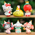 6 st Sanrio Anime Figurer  Docka Heminredning Tårta Infoga