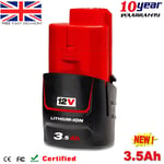 For Milwaukee M12B2 M12B3 M12 12v 3.5Ah Lithium Battery 48-11-2401 48-11-2460 UK