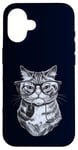 Coque pour iPhone 16 Chat ringard tenant une souris d'ordinateur mignon chaton geek