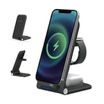 4-Ok Chargeur sans fil Pad Support de charge Qi pour trois appareils 3 en 1 pour smartphone Qi, iPhone Series 12 et 13. Compatible avec Apple Watch ou Airpods Pro. Téléphones avec charge par induction