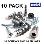 10 x PLASTERBOARD FIXINGS SELF DRILL CAVITY WALL SPEED ANCHOR PLUGS WITH SCREWS