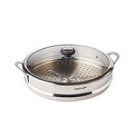 MASTRAD F63880 O'Wok – S’Adapte avec Le Wok O’Wok Gourmet-Cuisson Saine & Rapide-INOX-Panier Vapeur + Couvercle-32 CM De Diamètre