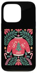 Coque pour iPhone 13 Pro Pull de Noël bohème festif en forme de canne à sucre d'orge floral