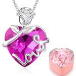 llyish Collier Femme Pendentif Coeur avec Rose Eternelle Coffret Bijoux Cadeau Femme Original Cadeau Anniversaire Femme Copine Maman Cadeau Noël Saint Valentin Cadeau Fete des Meres