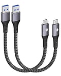 CONMDEX USB C Cable Short 20cm/0.2M 2Pack 10Gbps Data USB3.1 Gen2 Type C Android Auto Cable QC3.0 3.1A USB A to C Fast Charger for Samsung Note20 Galaxy S24/S23/S22/S21 Z Flip5 TabS9 Pixel9/9 pro-Grey