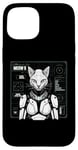 Coque pour iPhone 15 Robot chat Android Cyborg Futuriste Chaton félin