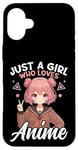 Coque pour iPhone 16 Plus Just a Girl Who Loves Anime Merch Afro-Américain Afro