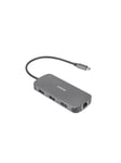 Deltaco USBC-HDMI26 - USB-C docking station 3x USB-A SD/microSD RJ45 HDMI silver