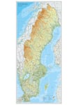 Sverige väggkarta 1:1,3 milj 55x123 cm