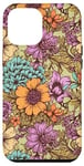 Coque pour iPhone 14 Plus Boho Orange Violet Fleurs Motif Floral N3