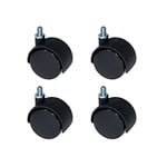 EMUCA 2037817 Lot de 4 roulettes pivotantes à Double Roue sans Frein pour Meuble, diamètre 40mm, avec Boulon M8x12mm et roulement à Billes, Noir