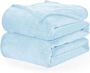 WAVVE Plaid Couverture Polaire Flanelle en Microfibre, Jeté de Canapé 230x270 Bleu Clair, Couverture lit Jete de Canape 2 Personnes, Plaid Fourrure Grand Chaud et Doux en Peluche, 270x230