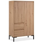 Buffet haut en Bois Chêne Vaisselier Bahut 2 Tiroirs Armoire Salon Homestyle4u