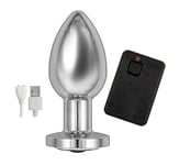 Ass-Sation Silver Metal Remote Control Vibrating Butt Plug USB Anal Vibe Sex Toy