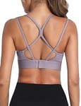 Irdcomps Brassiere Sport Femme Soutiens-Gorge de Sport Lingerie Brassière Soutien-Gorge sans Couture Confort Seamless Push Up sans Armature pour Fitness Yoga Course Gym Entraînement Gris Violet L