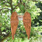 Alfresco Wall Mounted Copper Angel Wings Candle Holder Tea Light Glass Votive