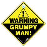 Warning Grumpy Man Car Sign, Joke Suction Cup Car Sign For Grumply Old Men