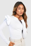 Frill Detail Long Sleeve Jersey Fitted Top