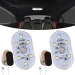 URAQT Éclairage Intérieur de Voiture, 2PC 6 LED Lumière Blanche Interrupteur Tactile Lampe Voiture Intérieur, 150mA LED Voiture Interieur sans Fil avec Port USB pour Camion Van Camping-Car Bateau